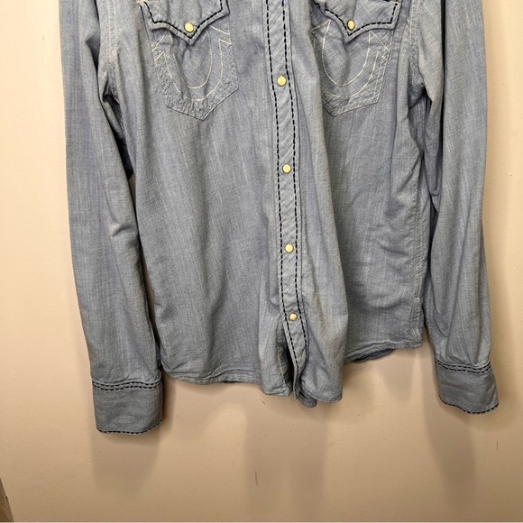True Religion Blue Button Down Shirt Size XXXL - Picture 6 of 12